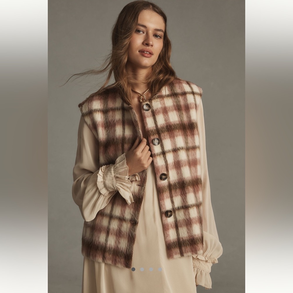 Anthropologie dRA Los Angeles Plaid Wool-Blend Vest